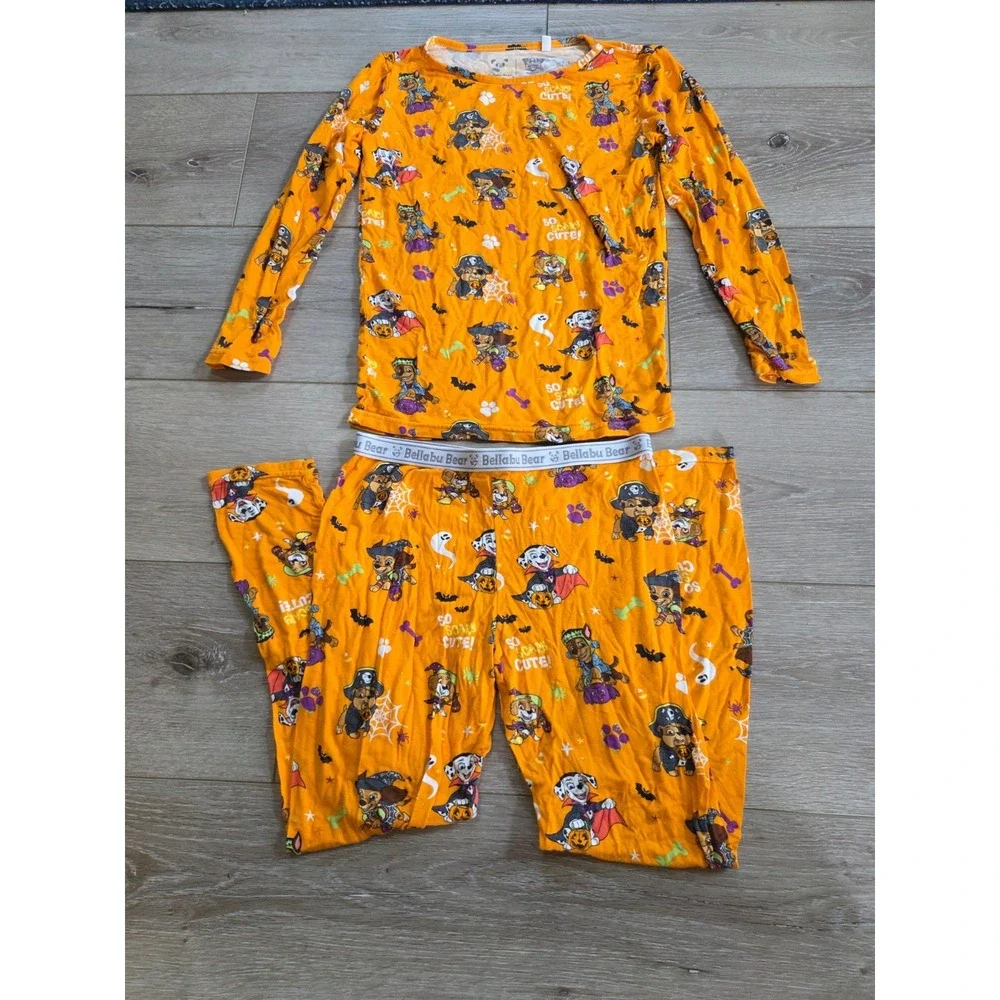 Bellabu Bear Paw Patrol Orange Halloween Pajamas Set Bamboo Kids Boys 9/10